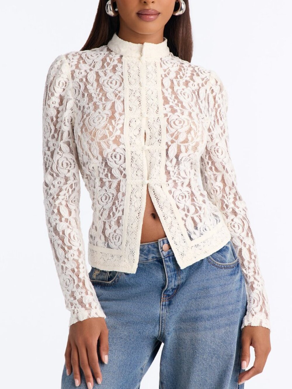 Lace Button Up Blouse